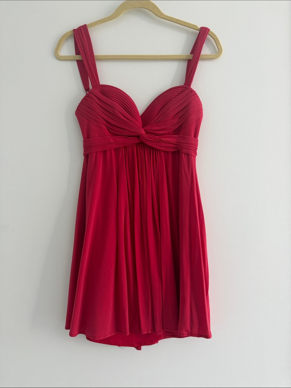 BCBGMaxAzria Red Pleated Sweetheart Mini Dress